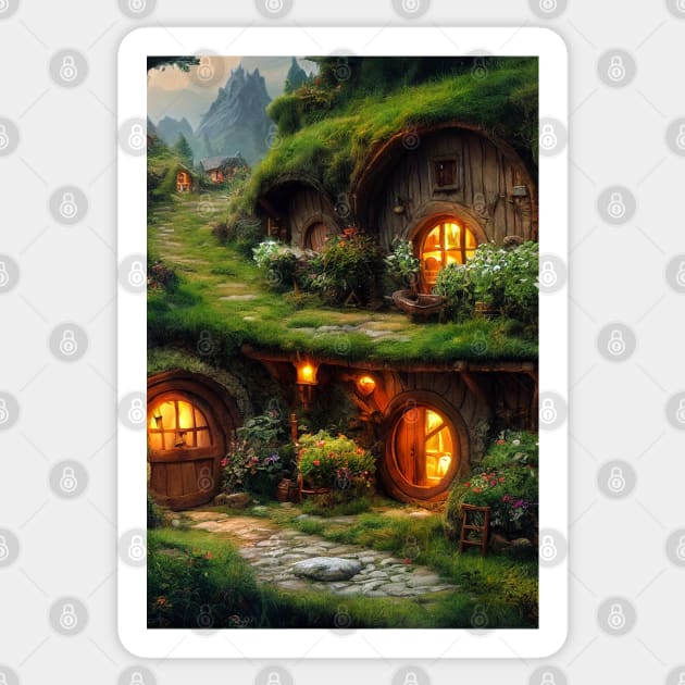 halflings house Sticker by ai1art